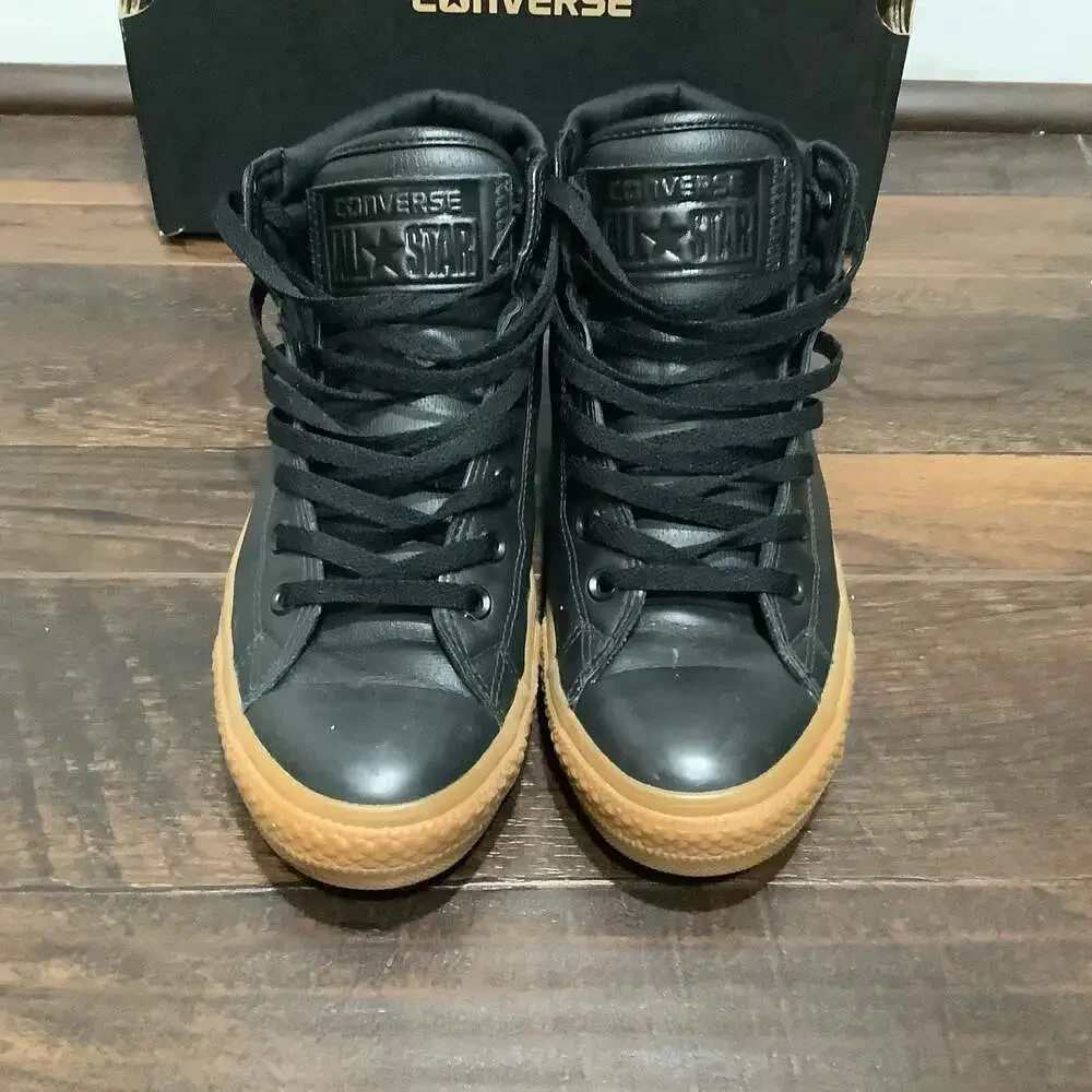 Converse Chuck Taylor All Star High Street Leather Sneakers 9.5 Black/Gum